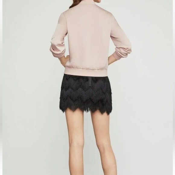 NEW BCBGMAXAZRIA Jacket Full Zip Satin Crepe Baseball Jacket in Pink Size Large - Picture 4 of 11